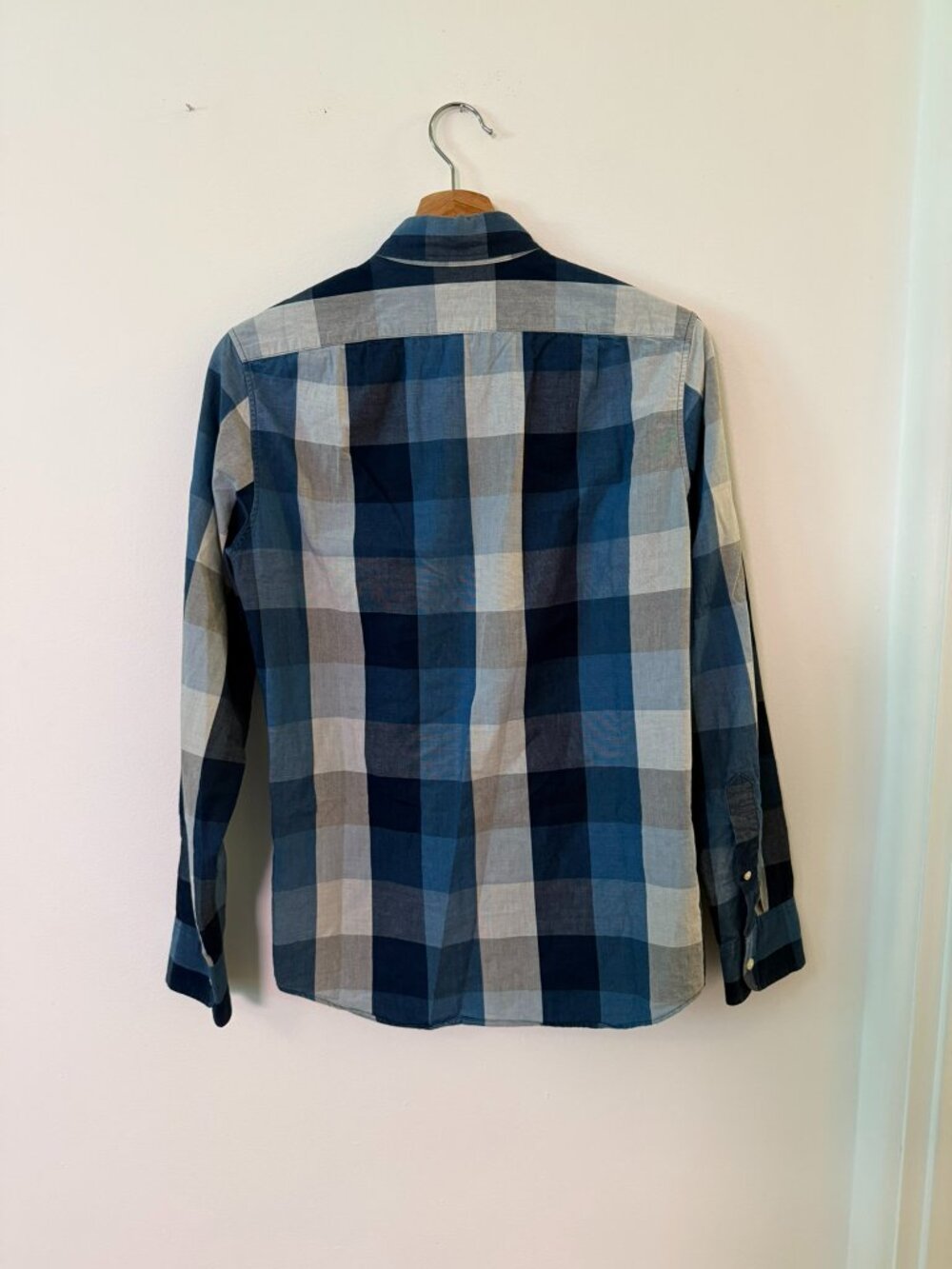 J.Crew Mens XS Slim Authentic Indigo Plaid Button Down Shirt Blue - Picture 2 of 4